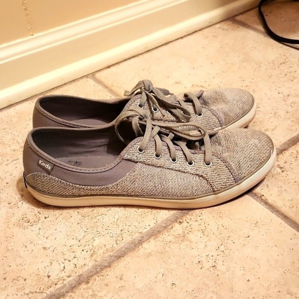 Keds WF57627 Coursa Sweatshirt Haphazard Women's Light Gray Shoes Size 9.5